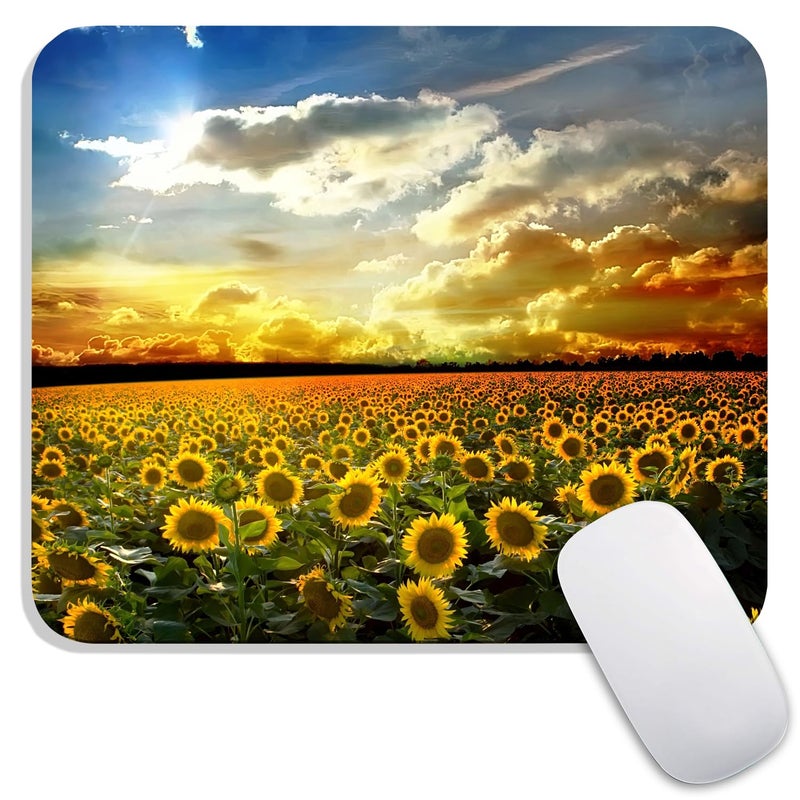 Armanza Square Mouse Pad Sunflower, Personalized Premium-Textured Custom Mouse Mat Design, Washable Mousepad Cloth, Non-Slip Rubber Base Computer Mouse Pads for Wireless Mouse - Image 1